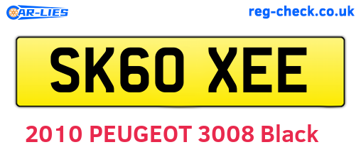 SK60XEE are the vehicle registration plates.