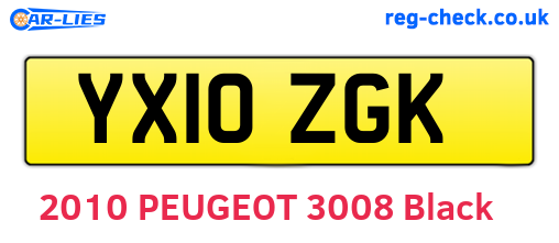 YX10ZGK are the vehicle registration plates.