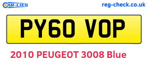 PY60VOP are the vehicle registration plates.