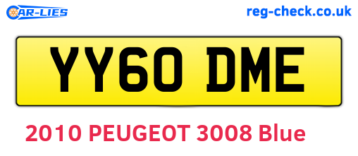 YY60DME are the vehicle registration plates.