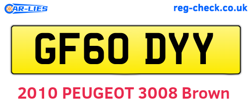 GF60DYY are the vehicle registration plates.