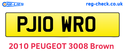 PJ10WRO are the vehicle registration plates.