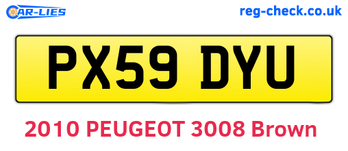PX59DYU are the vehicle registration plates.