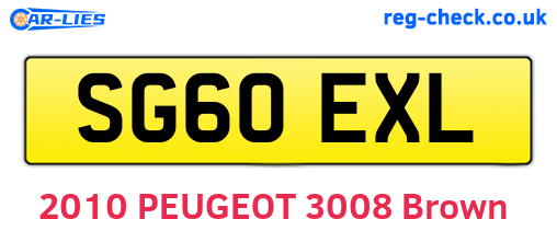 SG60EXL are the vehicle registration plates.