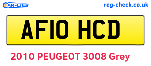 AF10HCD are the vehicle registration plates.