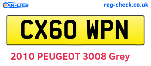 CX60WPN are the vehicle registration plates.