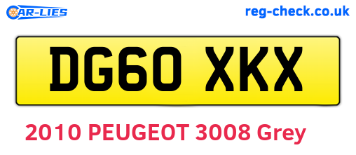 DG60XKX are the vehicle registration plates.