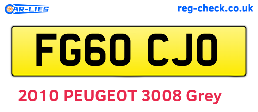 FG60CJO are the vehicle registration plates.