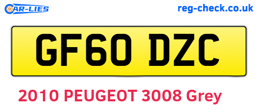 GF60DZC are the vehicle registration plates.