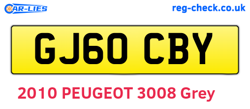 GJ60CBY are the vehicle registration plates.