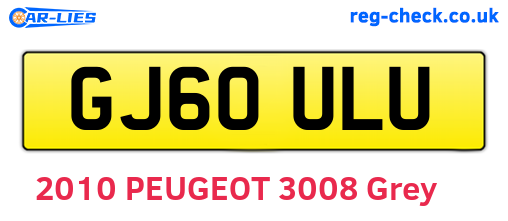 GJ60ULU are the vehicle registration plates.