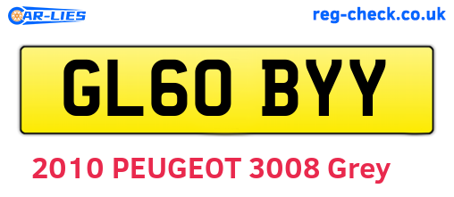 GL60BYY are the vehicle registration plates.
