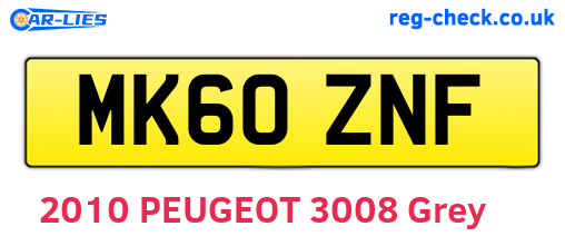 MK60ZNF are the vehicle registration plates.