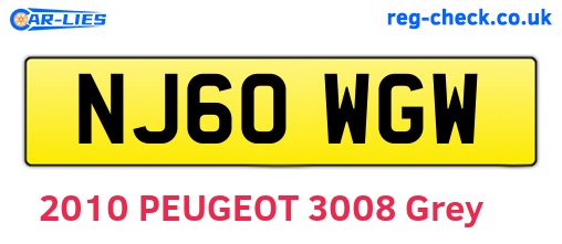 NJ60WGW are the vehicle registration plates.