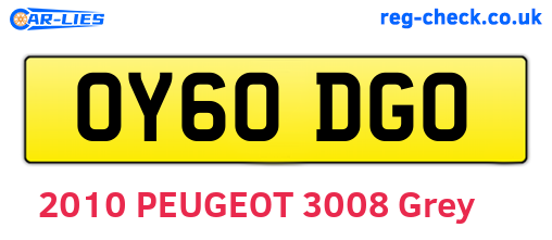 OY60DGO are the vehicle registration plates.