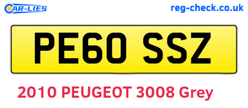 PE60SSZ are the vehicle registration plates.