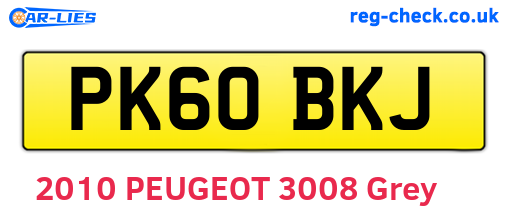 PK60BKJ are the vehicle registration plates.