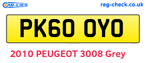 PK60OYO are the vehicle registration plates.