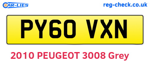 PY60VXN are the vehicle registration plates.
