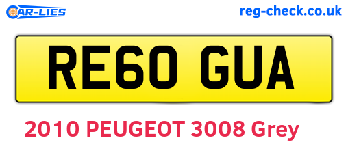RE60GUA are the vehicle registration plates.