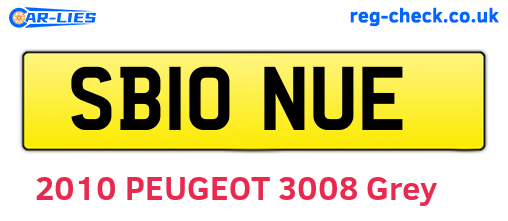 SB10NUE are the vehicle registration plates.