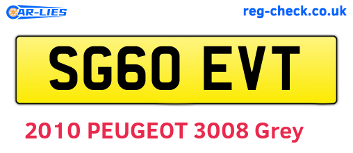 SG60EVT are the vehicle registration plates.