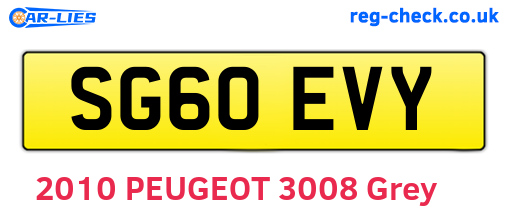 SG60EVY are the vehicle registration plates.