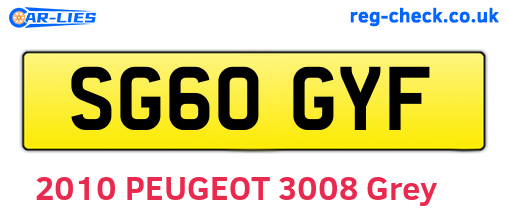 SG60GYF are the vehicle registration plates.