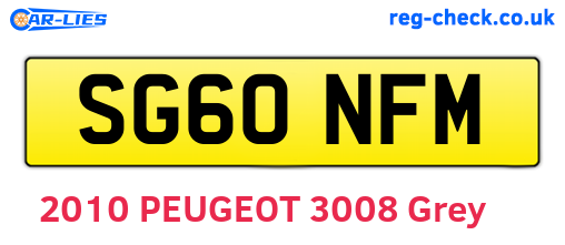 SG60NFM are the vehicle registration plates.