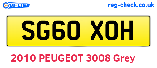 SG60XOH are the vehicle registration plates.