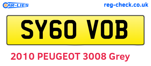 SY60VOB are the vehicle registration plates.