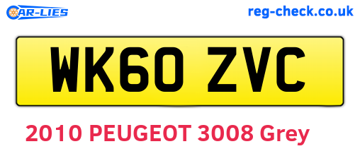 WK60ZVC are the vehicle registration plates.