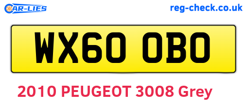 WX60OBO are the vehicle registration plates.