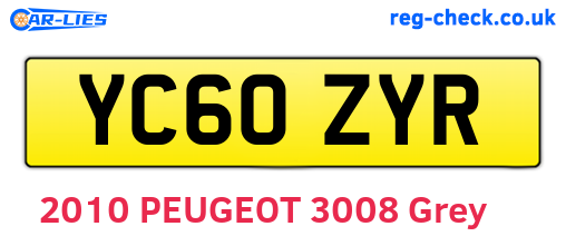 YC60ZYR are the vehicle registration plates.