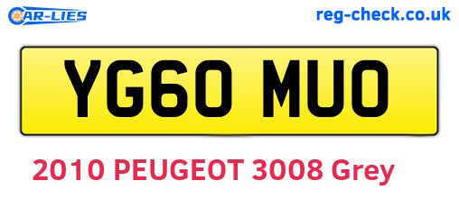 YG60MUO are the vehicle registration plates.