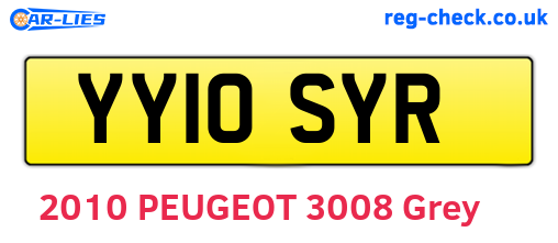 YY10SYR are the vehicle registration plates.
