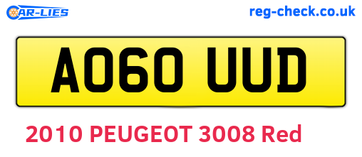 AO60UUD are the vehicle registration plates.