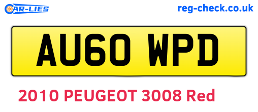 AU60WPD are the vehicle registration plates.