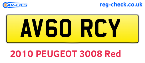 AV60RCY are the vehicle registration plates.