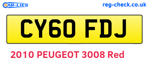CY60FDJ are the vehicle registration plates.