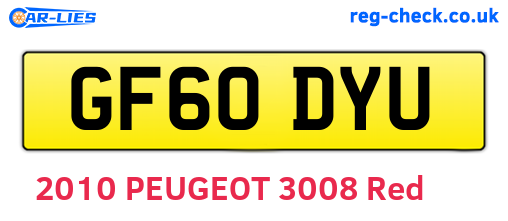 GF60DYU are the vehicle registration plates.