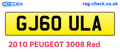 GJ60ULA are the vehicle registration plates.