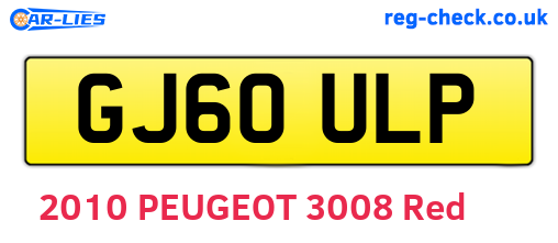GJ60ULP are the vehicle registration plates.