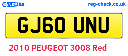 GJ60UNU are the vehicle registration plates.