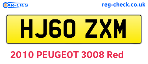 HJ60ZXM are the vehicle registration plates.
