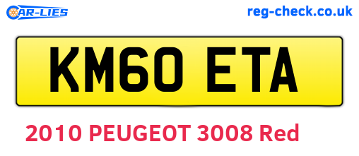 KM60ETA are the vehicle registration plates.