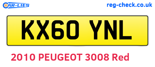 KX60YNL are the vehicle registration plates.