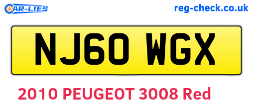 NJ60WGX are the vehicle registration plates.
