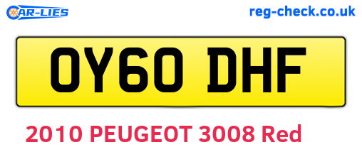 OY60DHF are the vehicle registration plates.