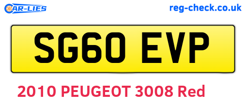 SG60EVP are the vehicle registration plates.